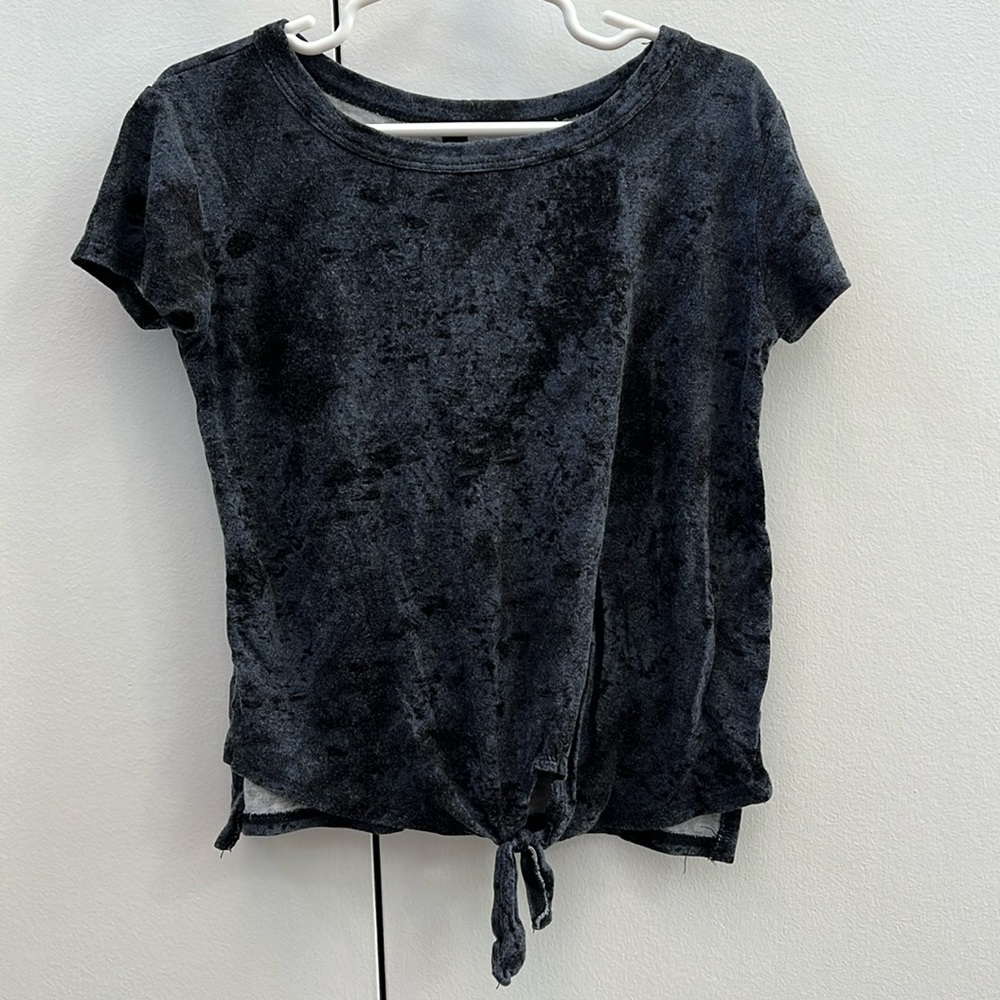 Pixie Lane Girls Gray and Black Front Tie T-shirt - size 5